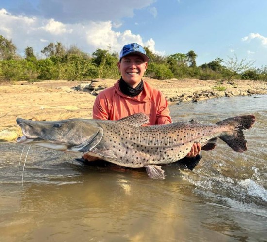 Pescador Esportivo fisga pintado de 30kg no Rio Cuiabá