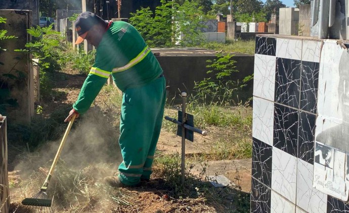 Prefeitura intensifica ações de limpeza e manutenção nos cemitérios de Várzea Grande
