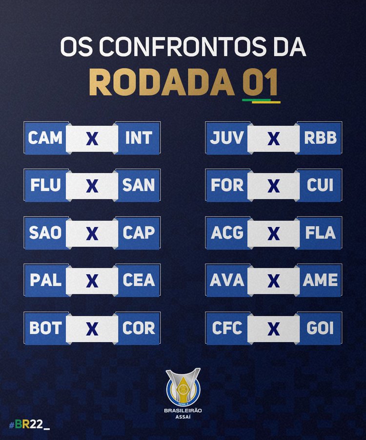 Brasileirão 2022 CBF divulga tabela de jogos das 38 rodadas